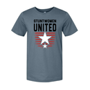 Stuntwomen United graphic t-shirt in blue featuring the star and stripe logo design.
